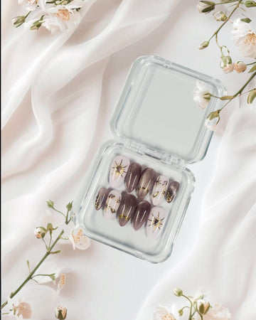 Celestial Glow Press-On Nails – Gold Starburst Ombre Set