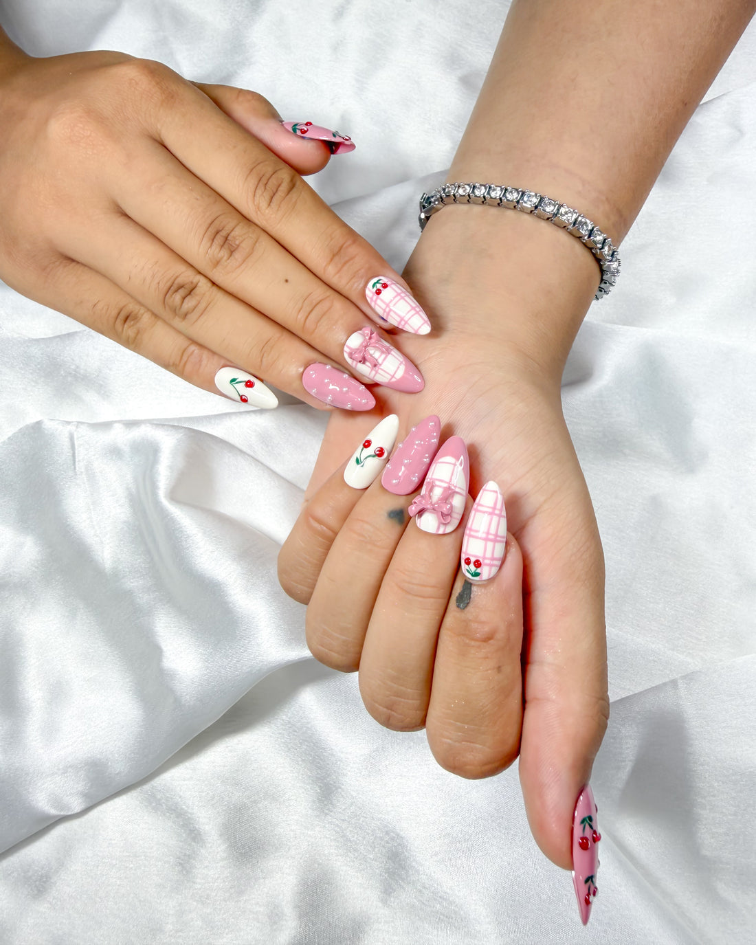 Cherry darling handmade reusable press on nails by Glossora