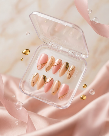 Dreamy gold petal handmade reusable press on nails