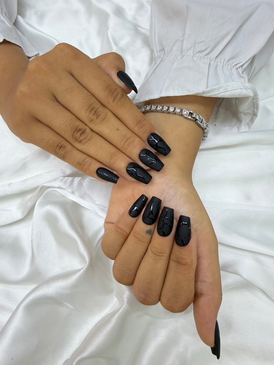 Void fracture handmade reusable press on nails by Glossora