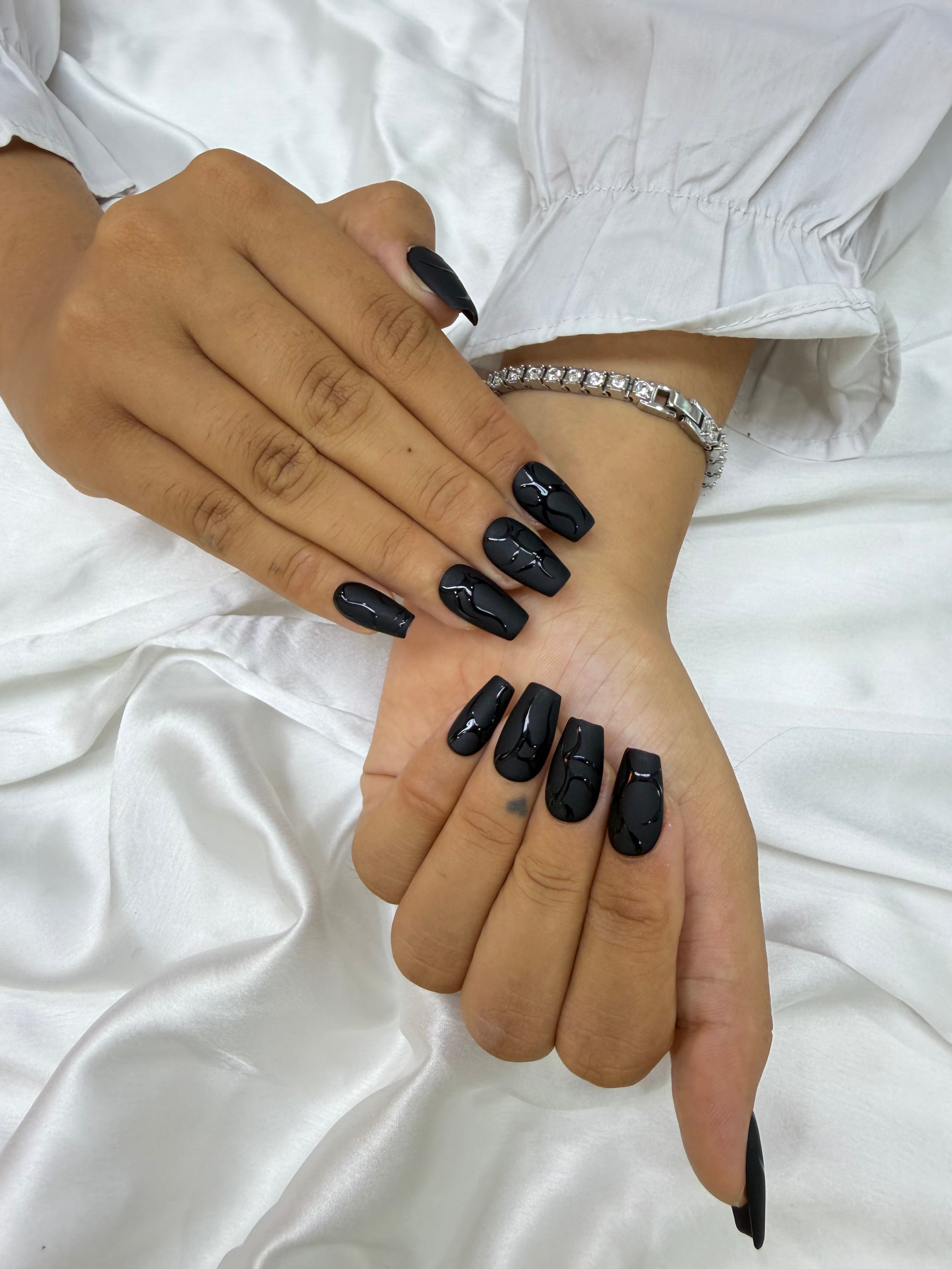 Void fracture handmade reusable press on nails by Glossora