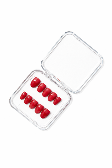 Glossy red minimalist press-on nail set ❤️✨