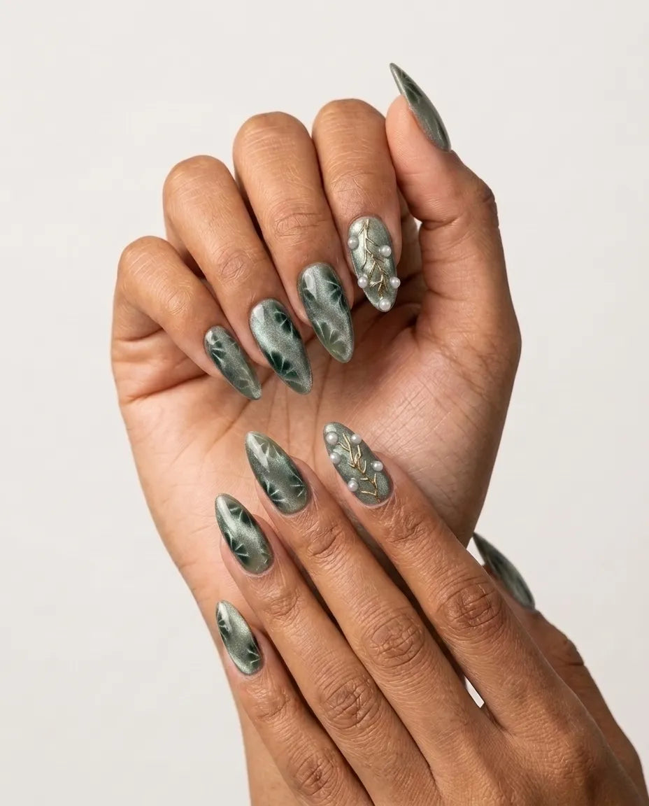 Smoky mauve marble handmade reusable press on nails