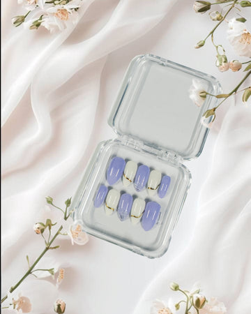 Lavender Luxe Press-On Nails – Glitter & Gold Accent Set