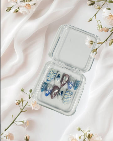 Ocean Dream Press-On Nails – Blue & Silver Mermaid Set