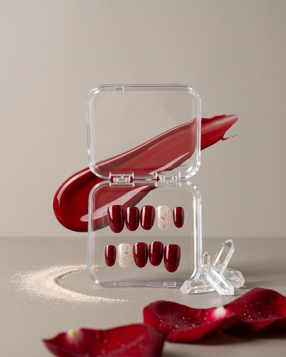 Classic red gloss handmade reusable press on nails