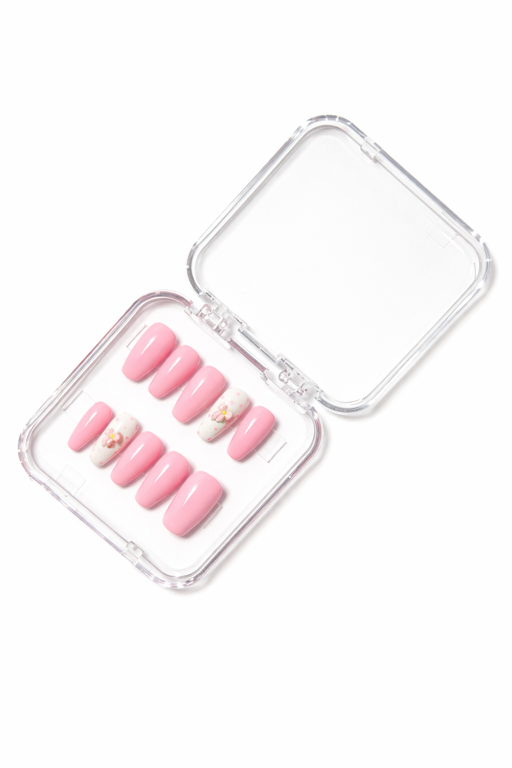 Soft pink floral press-on nail set 🌸💗