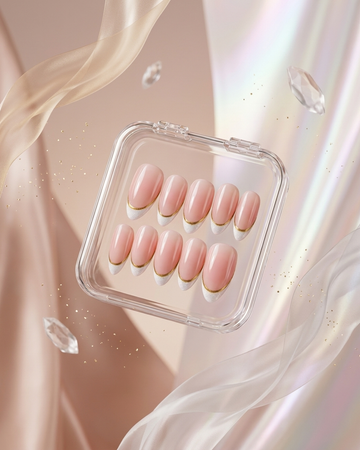 Gold blush french handmade reusable press on nails by Glossora
