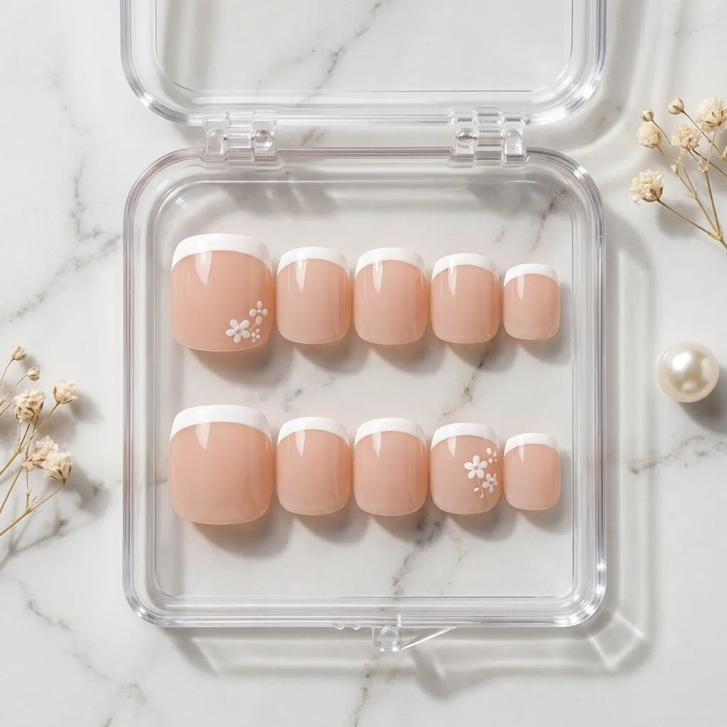 French Flowers - 20 Toe Nails