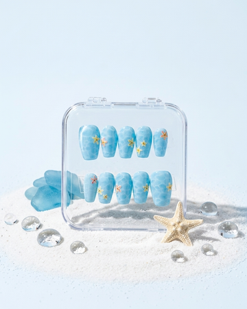Shallow water handmade reusable press on nails by Glossora