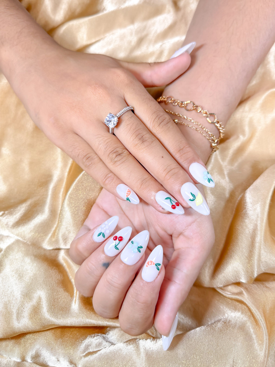 Sweet fruit pop handmade reusable press on nails by Glossora
