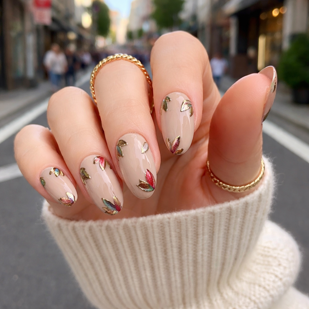 Bare Leaf Elegance Nails