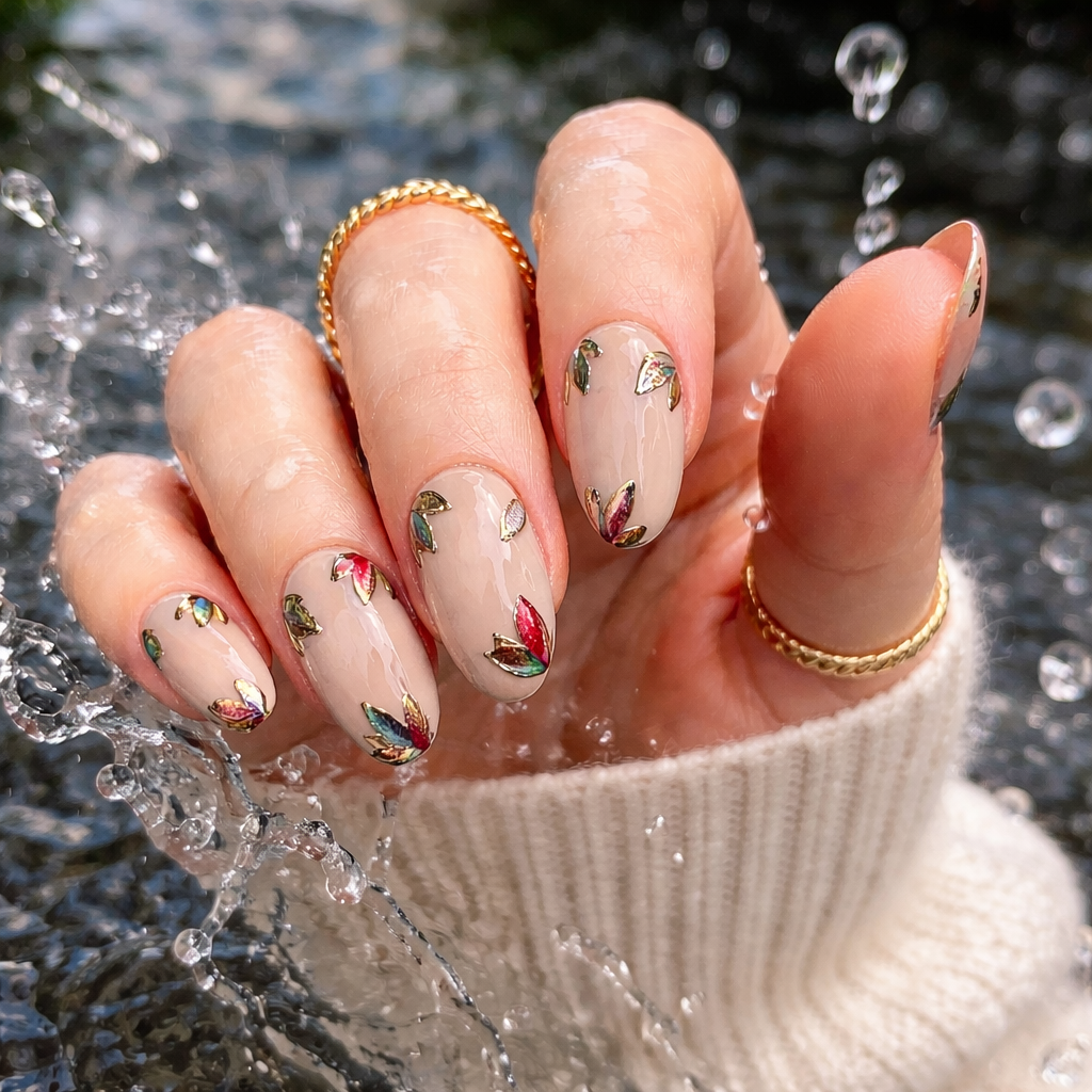 Bare Leaf Elegance Nails