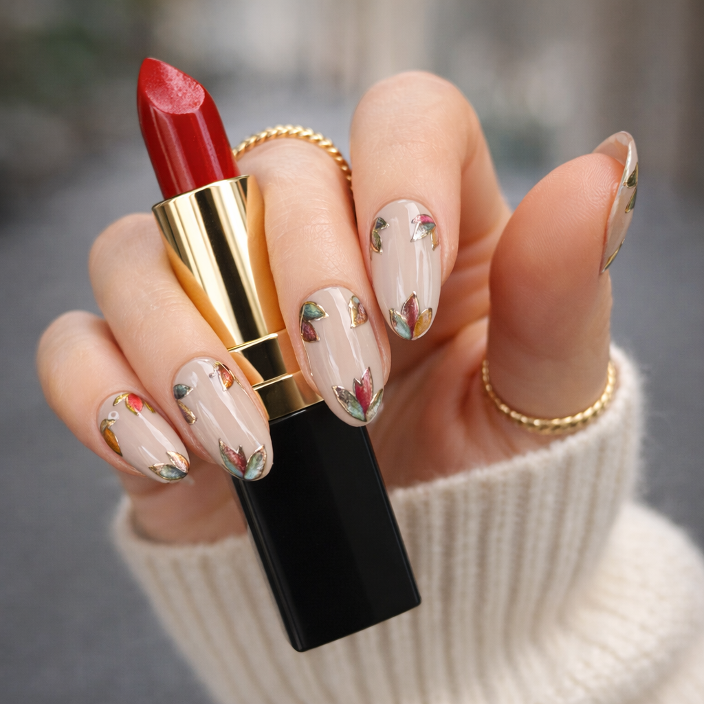 Bare Leaf Elegance Nails