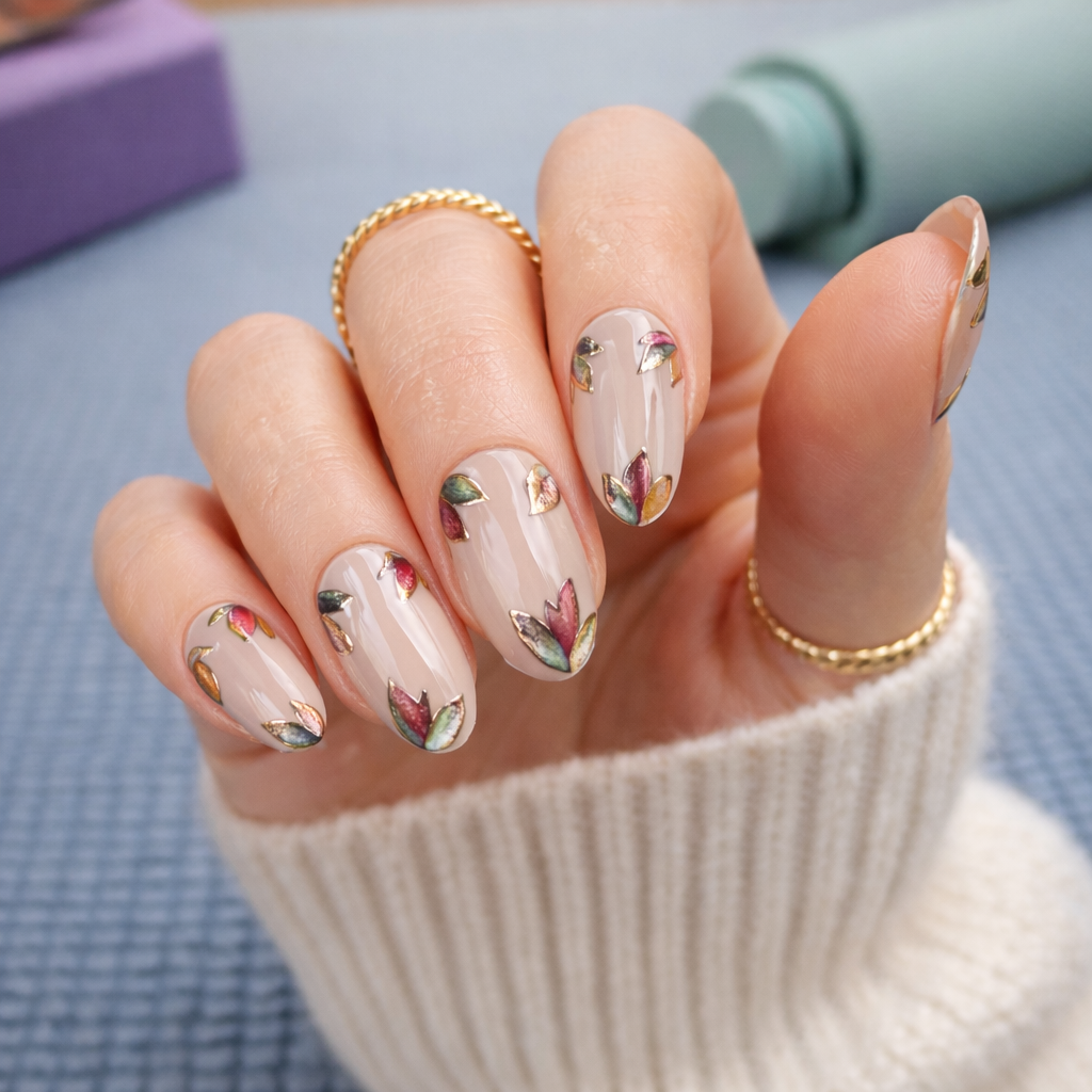 Bare Leaf Elegance Nails