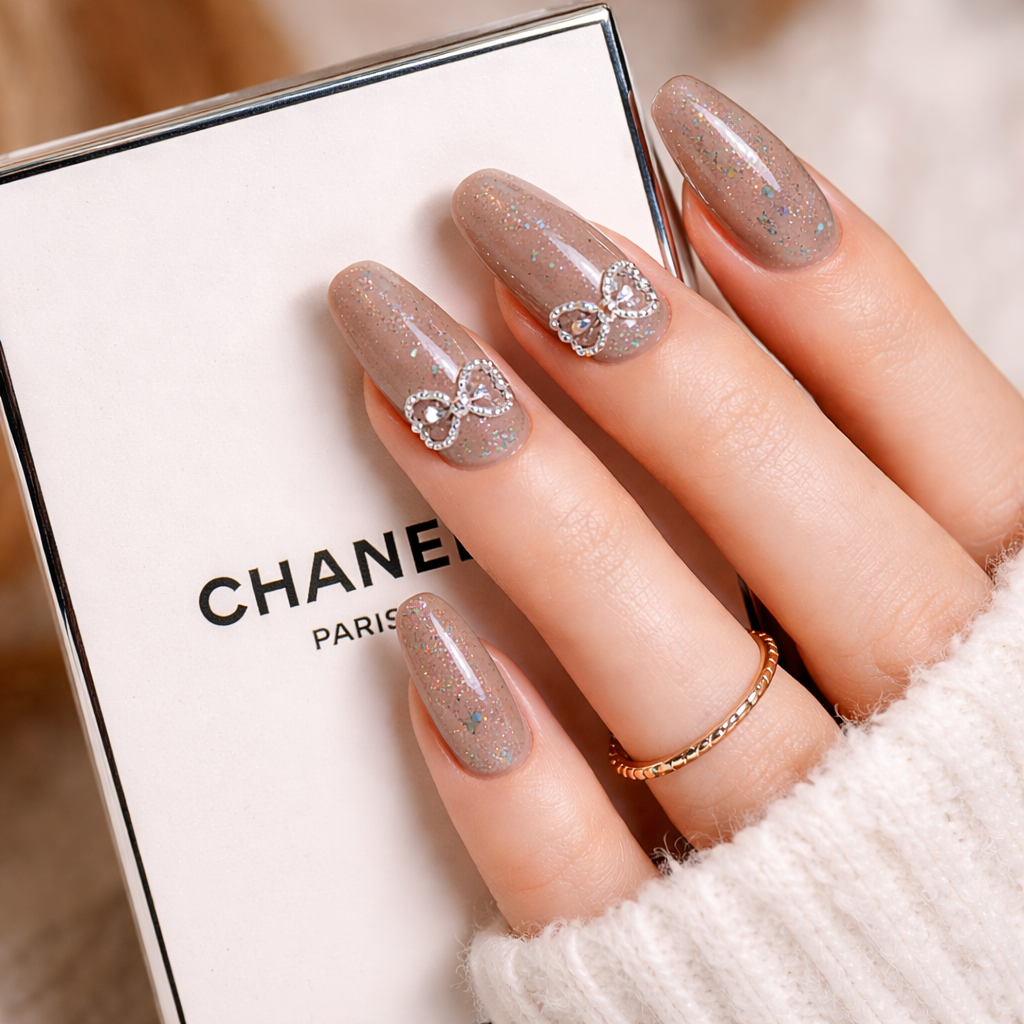 ✨ Elegant Mocha Sparkle Press-On Nails