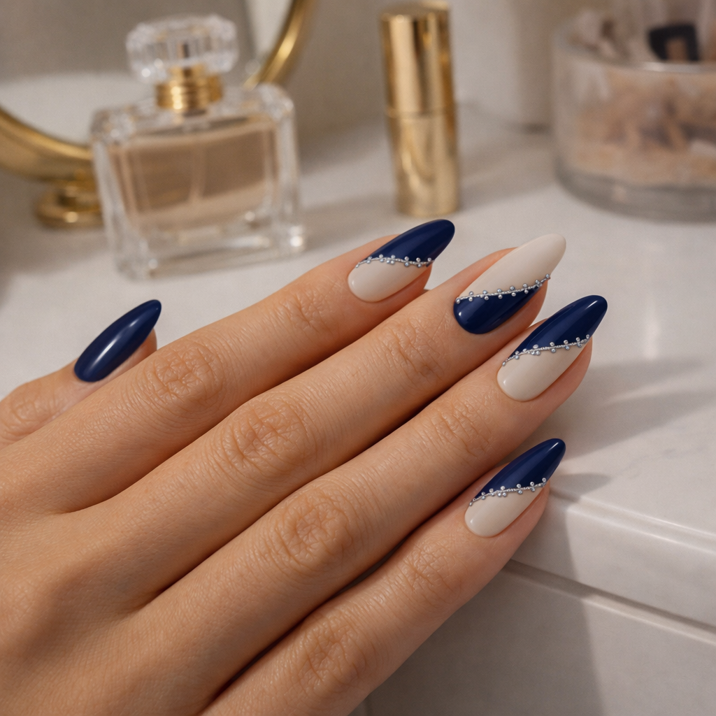 Sapphire Elegance Press-On Nails