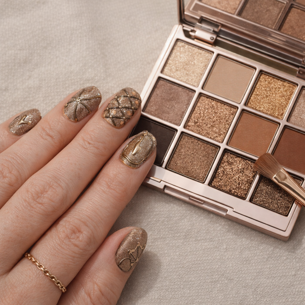 Bronze Luxe Elegance - 3D Textured Nail Art Set