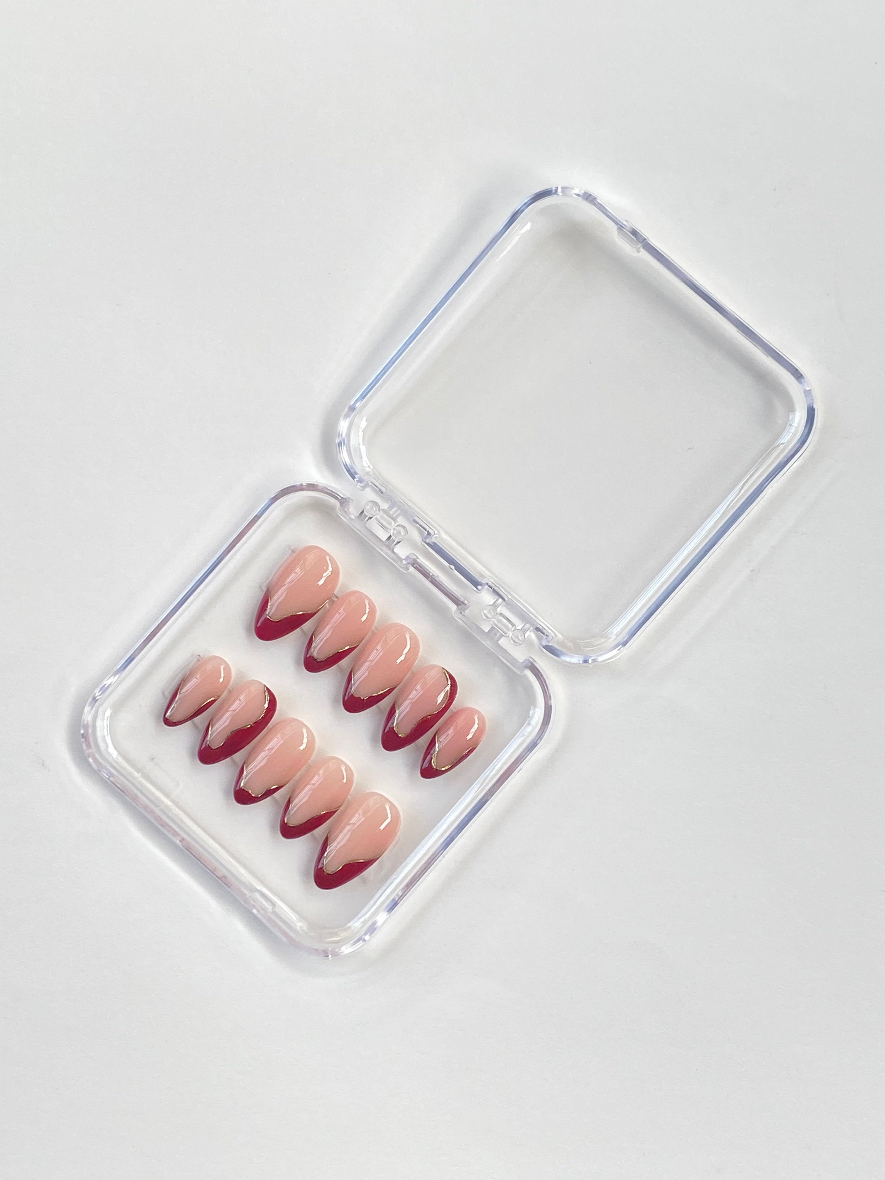 Elegant Nude & Red Press-On Nail Combo Set (3 Designs)