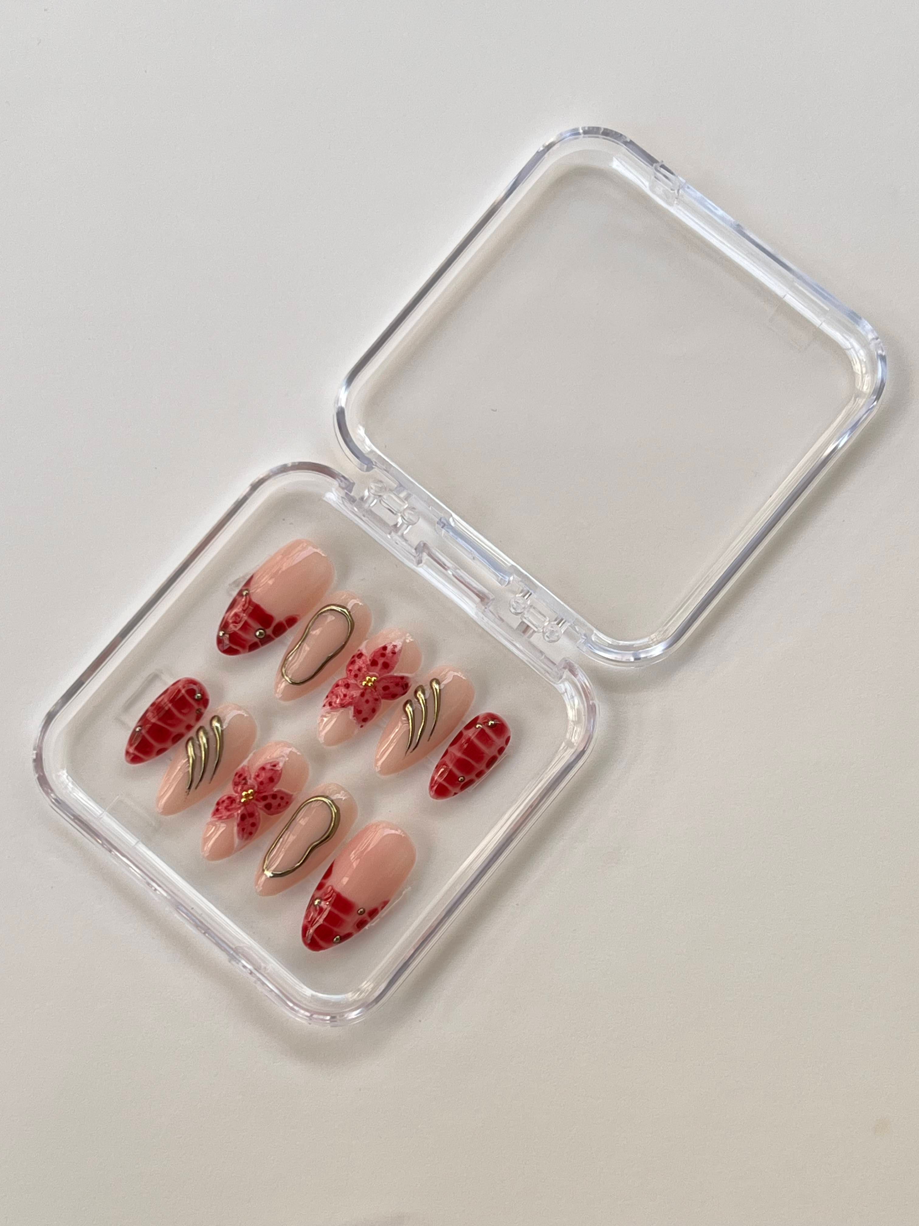 Chic Blush, Art Red & Leopard Press-On Nail Combo Set (3 Styles)