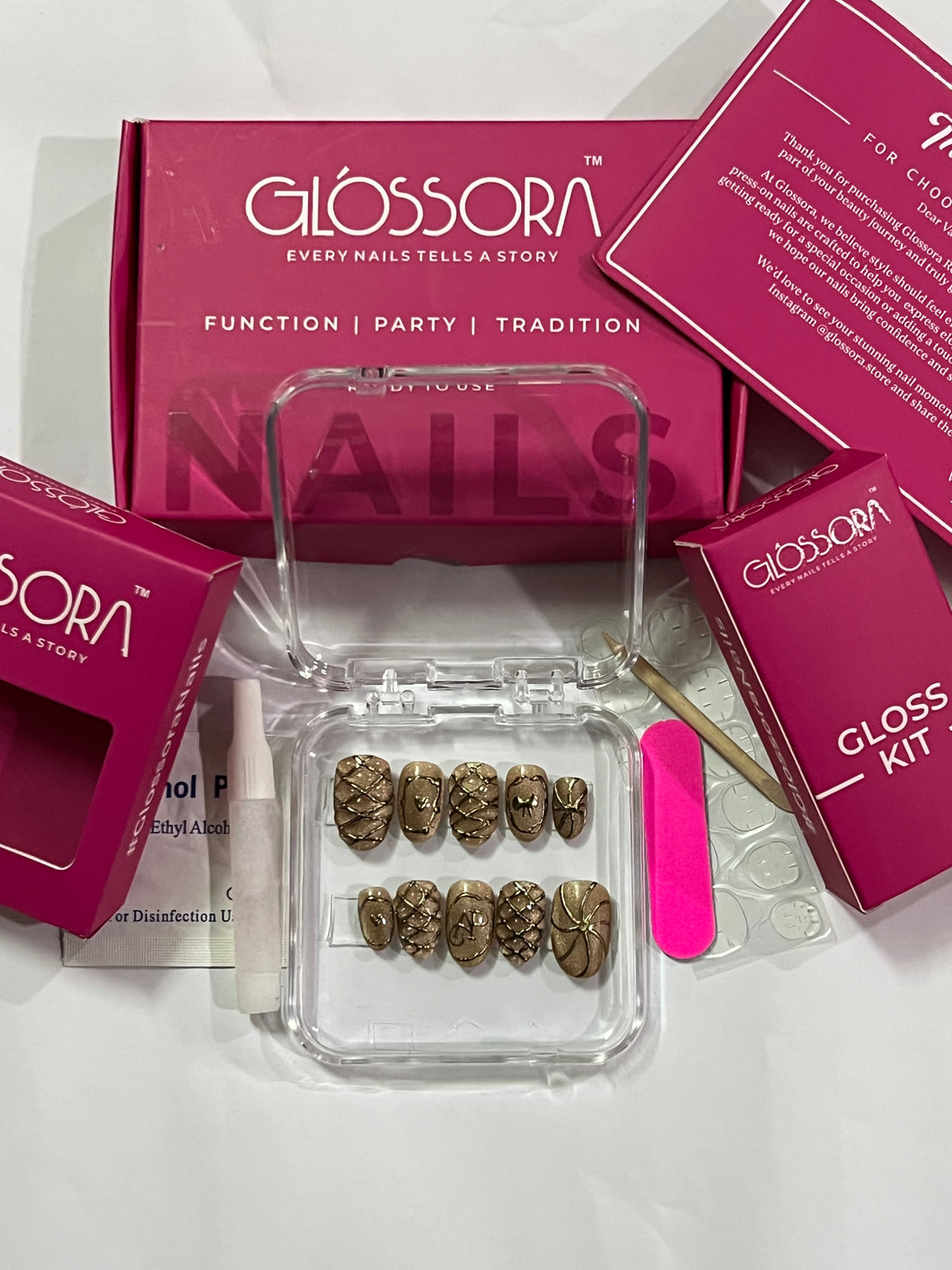 Bronze Luxe Elegance - 3D Textured Nail Art Set