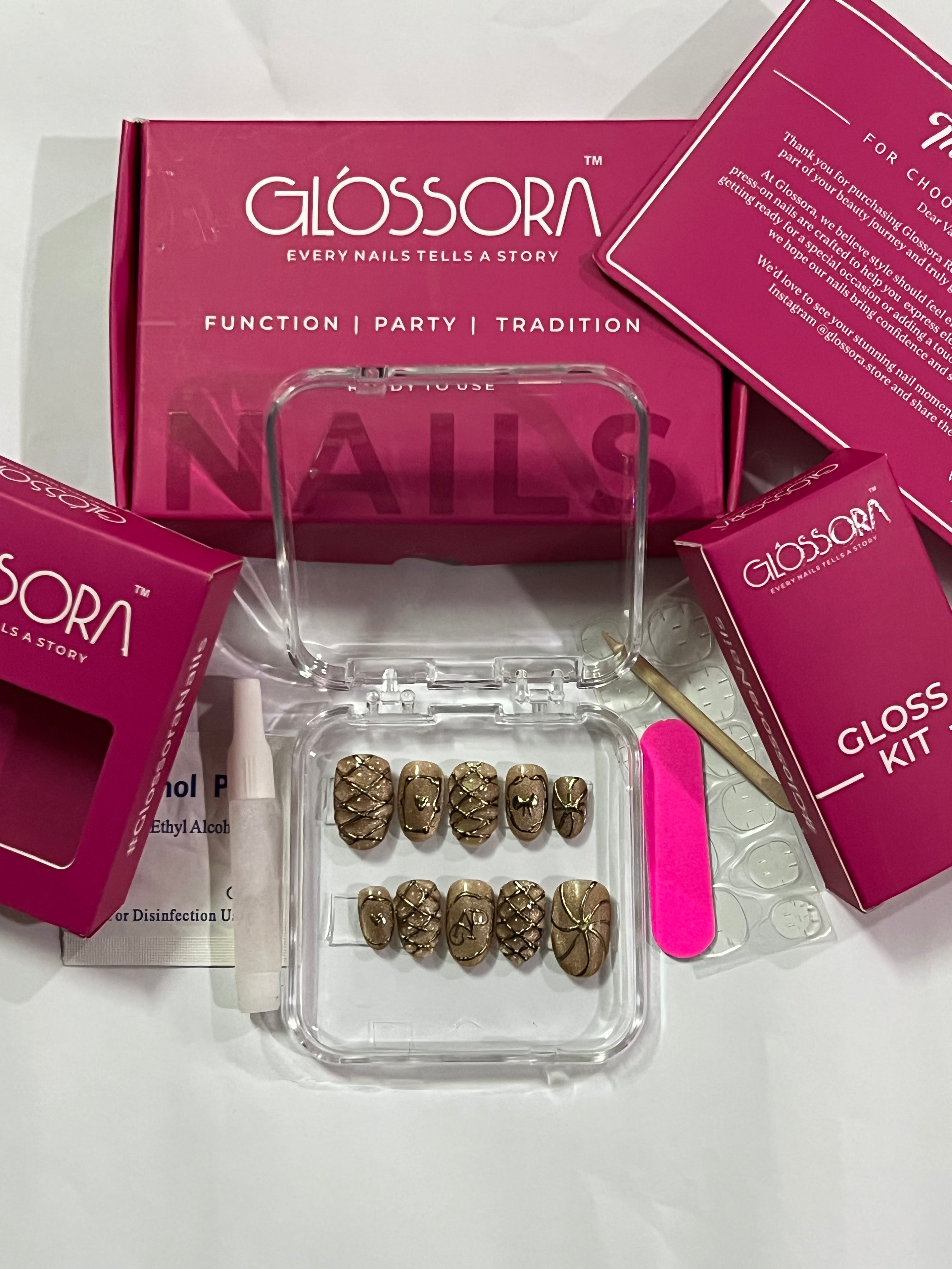 Bronze Luxe Elegance - 3D Textured Nail Art Set