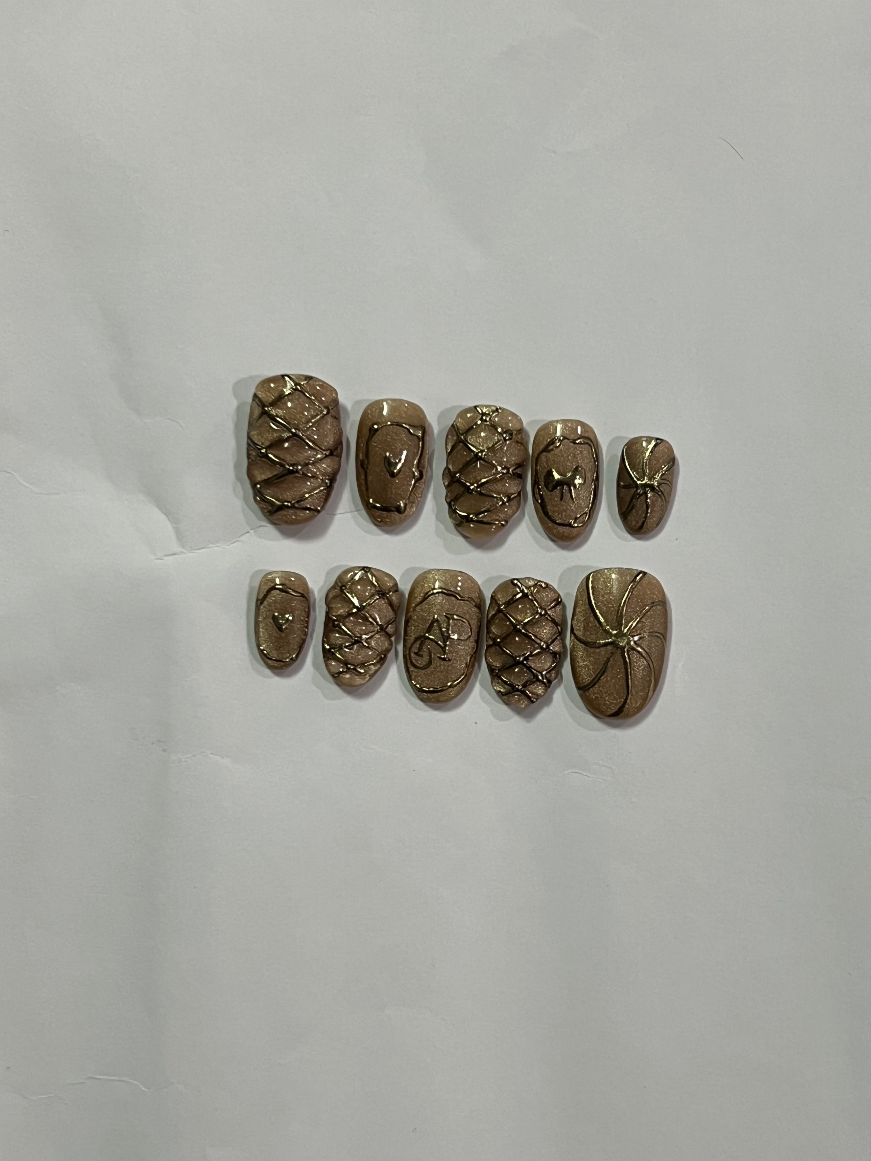 Bronze Luxe Elegance - 3D Textured Nail Art Set