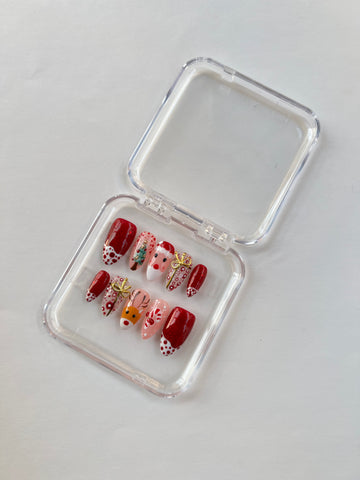 Crimson Christmas Charm Nails