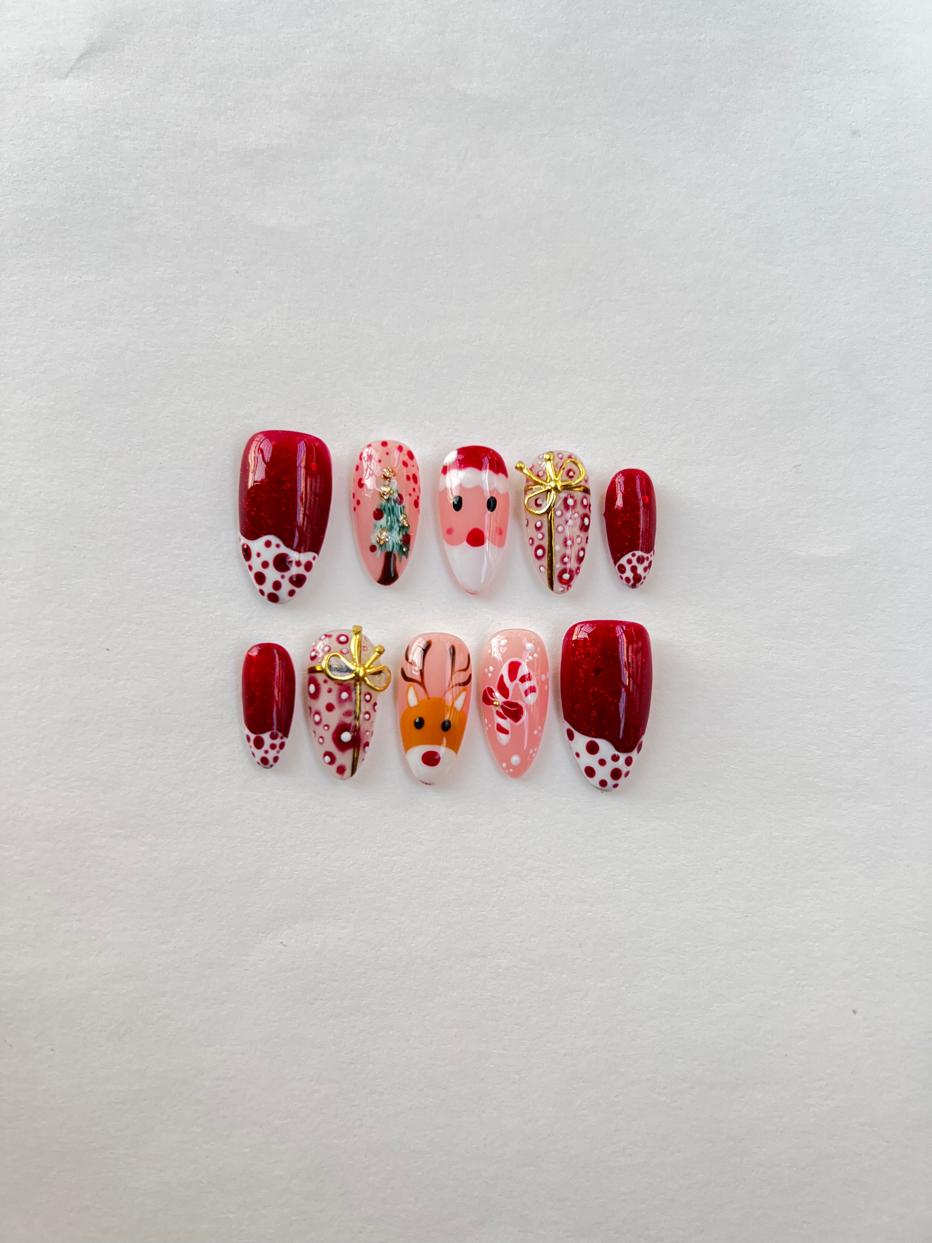 Crimson Christmas Charm Nails
