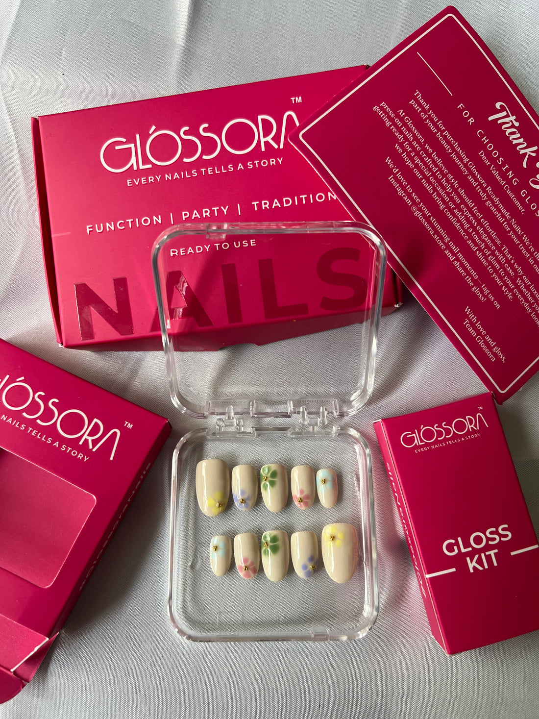 Pastel Floral Press-On Nails – Soft Spring Garden Design