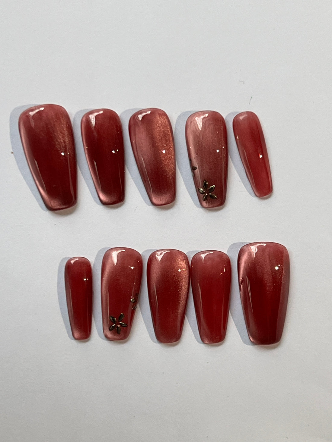 Rose Chrome Press-On Nails – Metallic Shine Almond Set