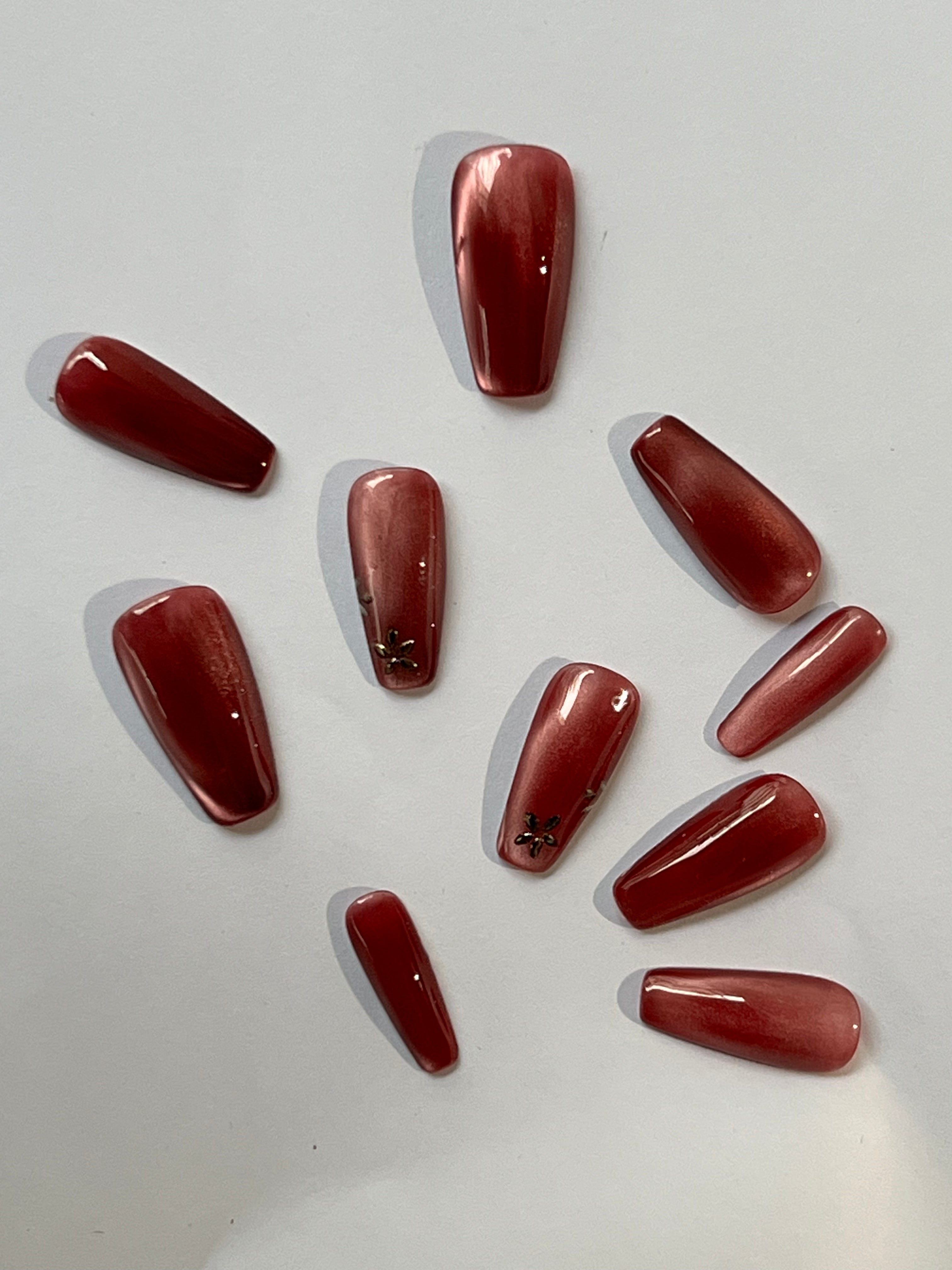 Rose Chrome Press-On Nails – Metallic Shine Almond Set