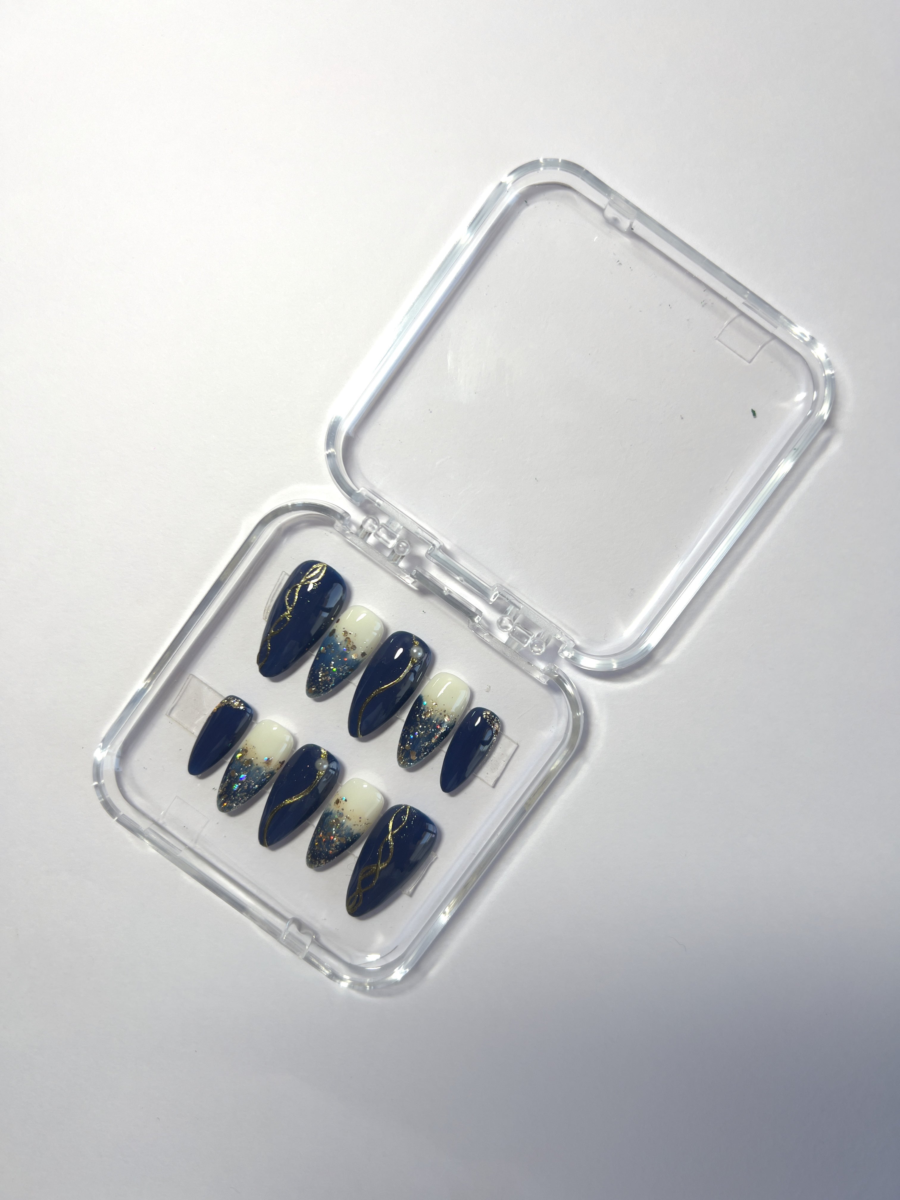 Celestial Navy Press On Nails