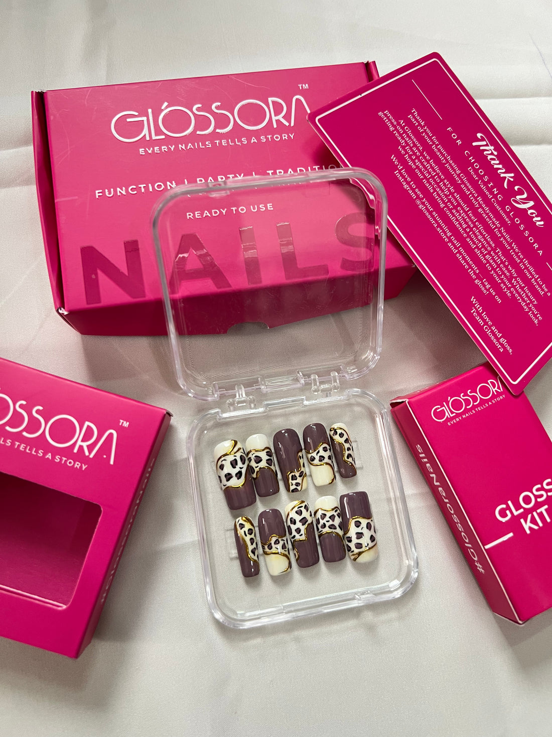 Wild Luxe – Glossora Leopard Print Press-On Nails with Gold Accent