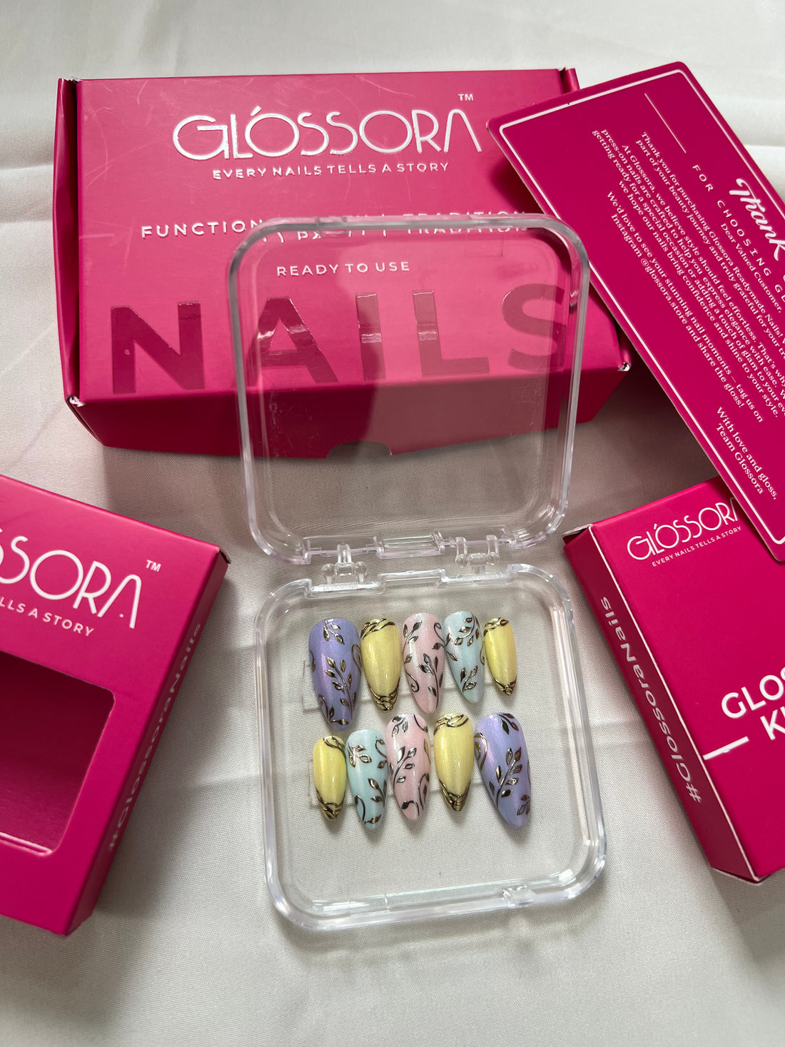 Pastel Bloom Press-On Nails – Lilac, Lemon & Floral Elegance