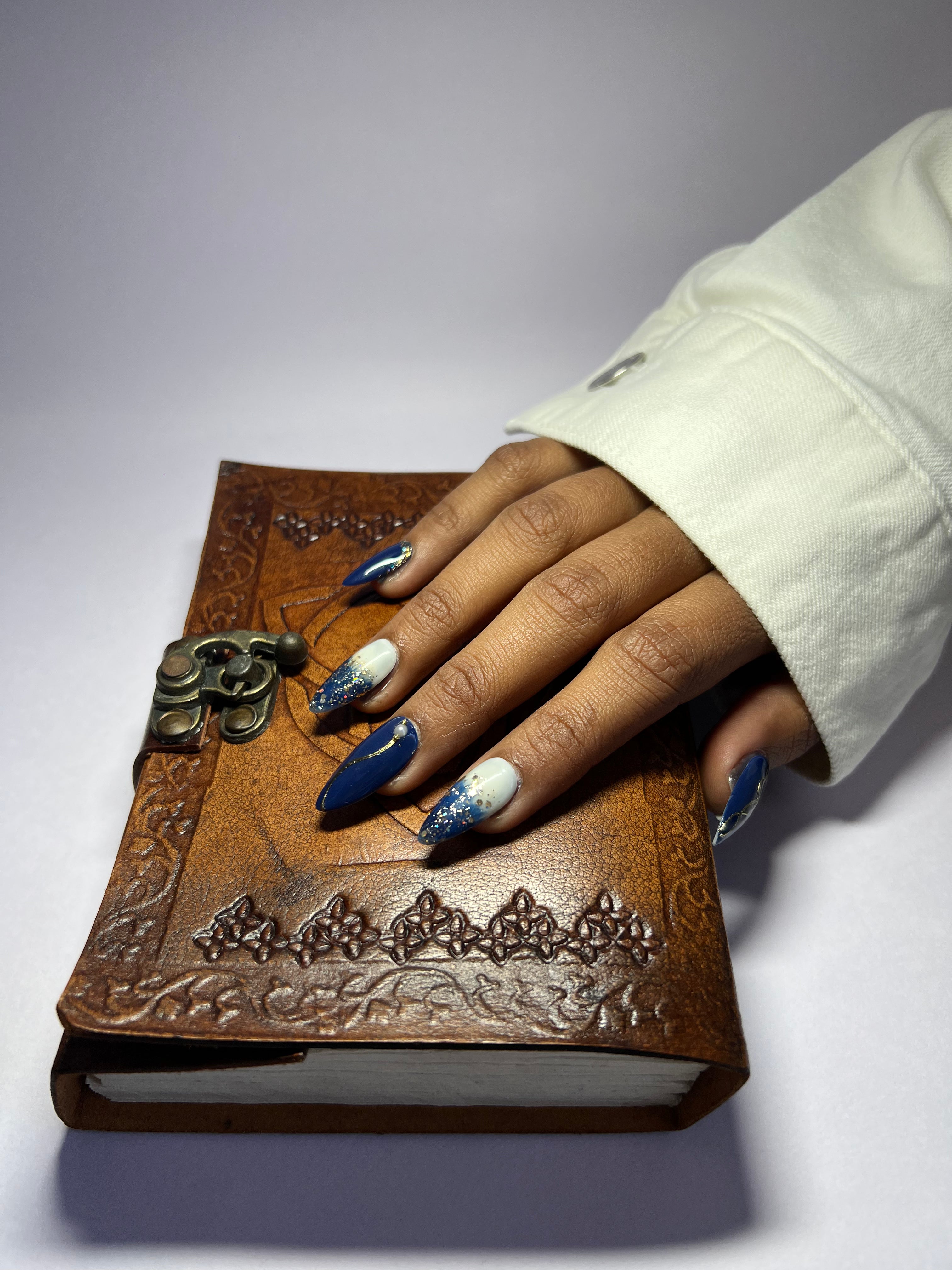 Celestial Navy Press On Nails