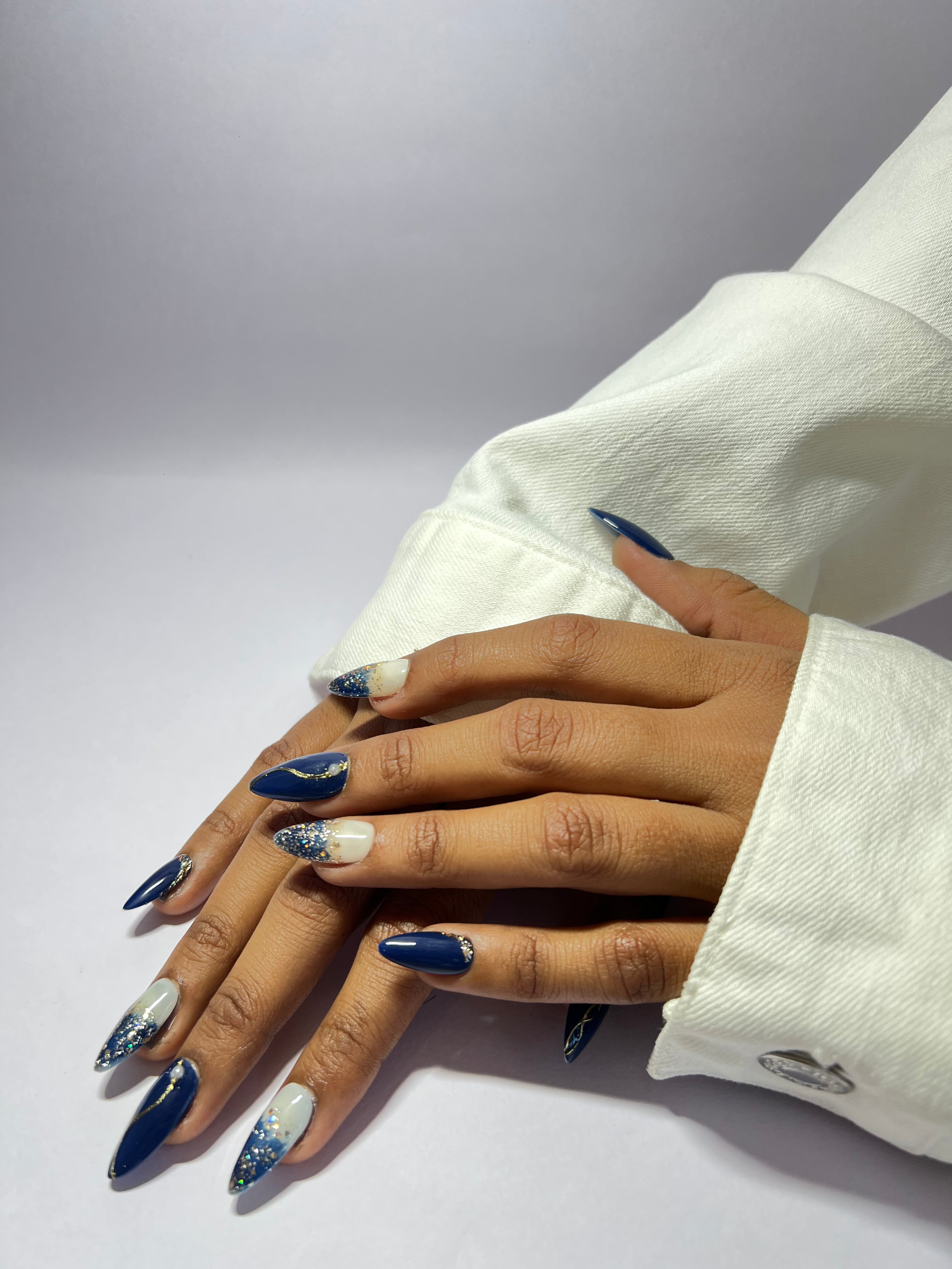 Celestial Navy Press On Nails