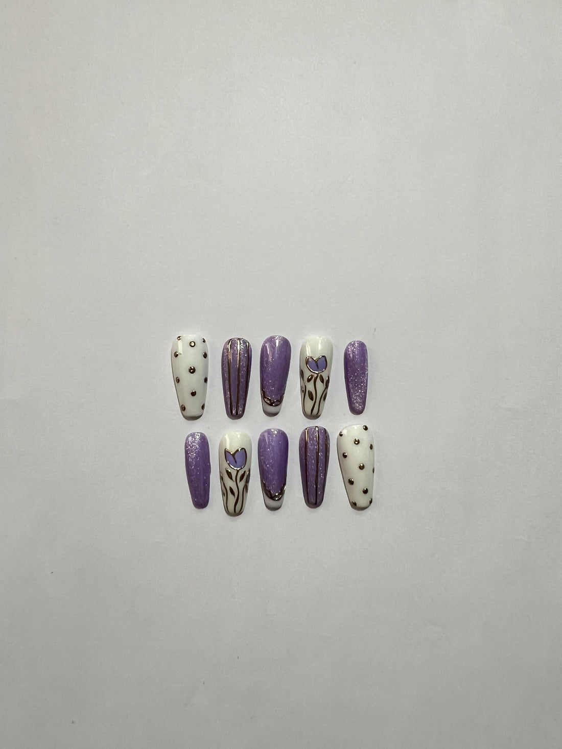 Glossora Lavender Butterfly Press-On Nails – Glitter & Stud Accent Manicure