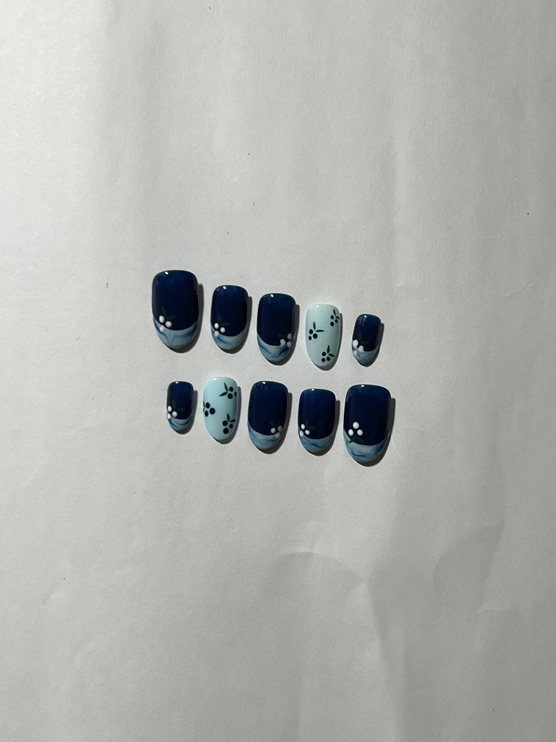 💙 Blue Blossom French Press-On Nails