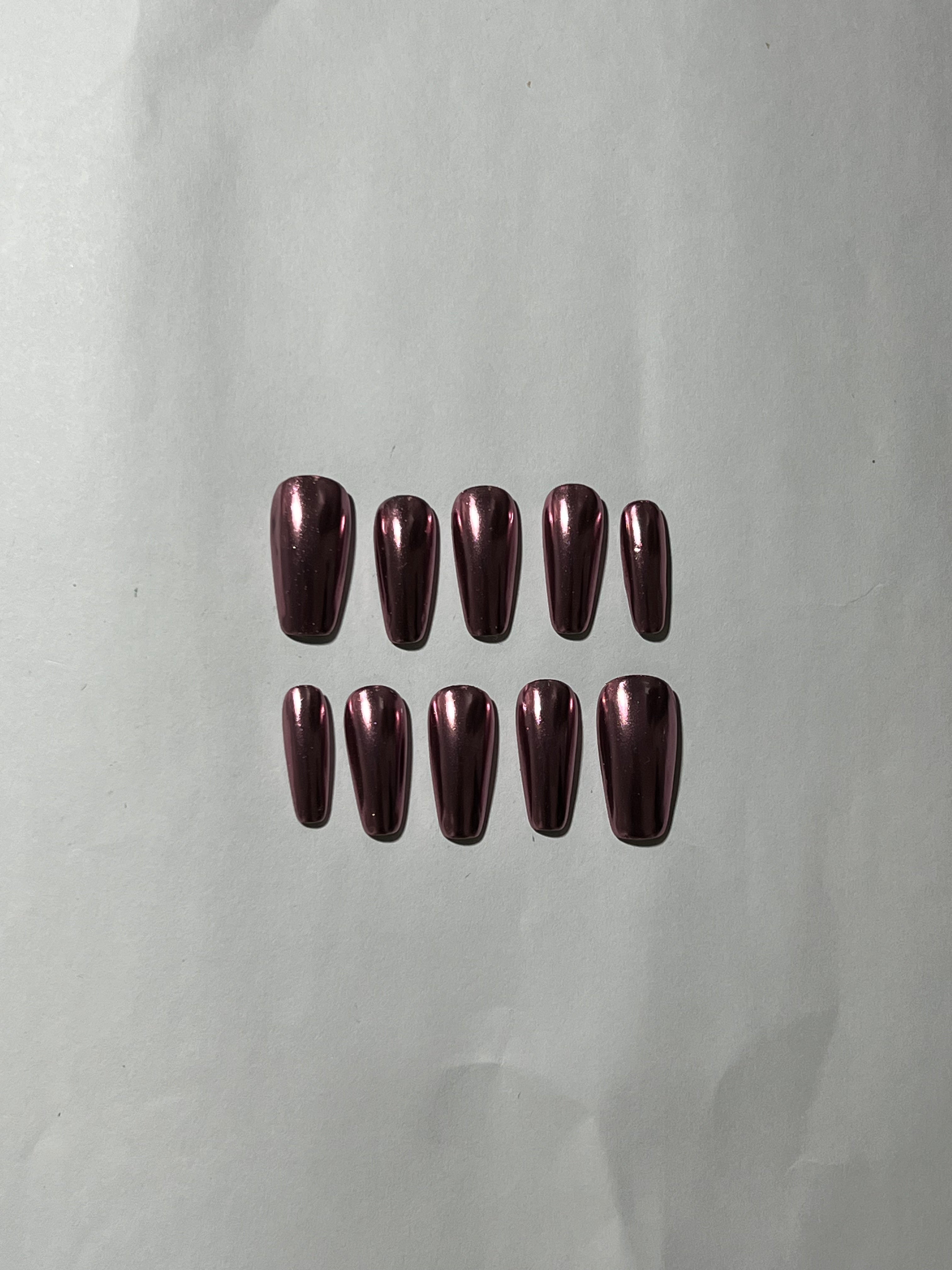 Midnight Wine Chrome Press-On Nails
