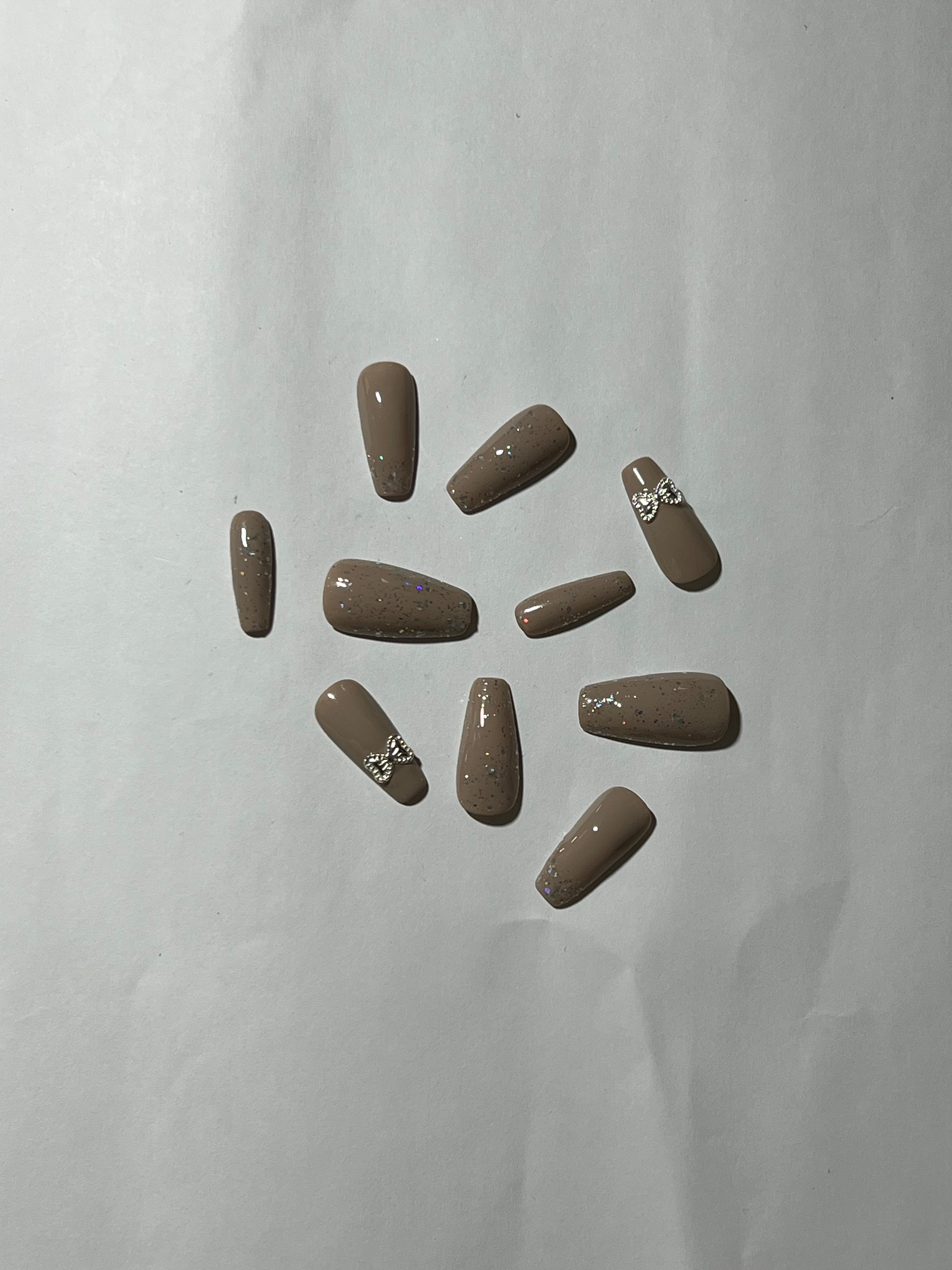 ✨ Elegant Mocha Sparkle Press-On Nails