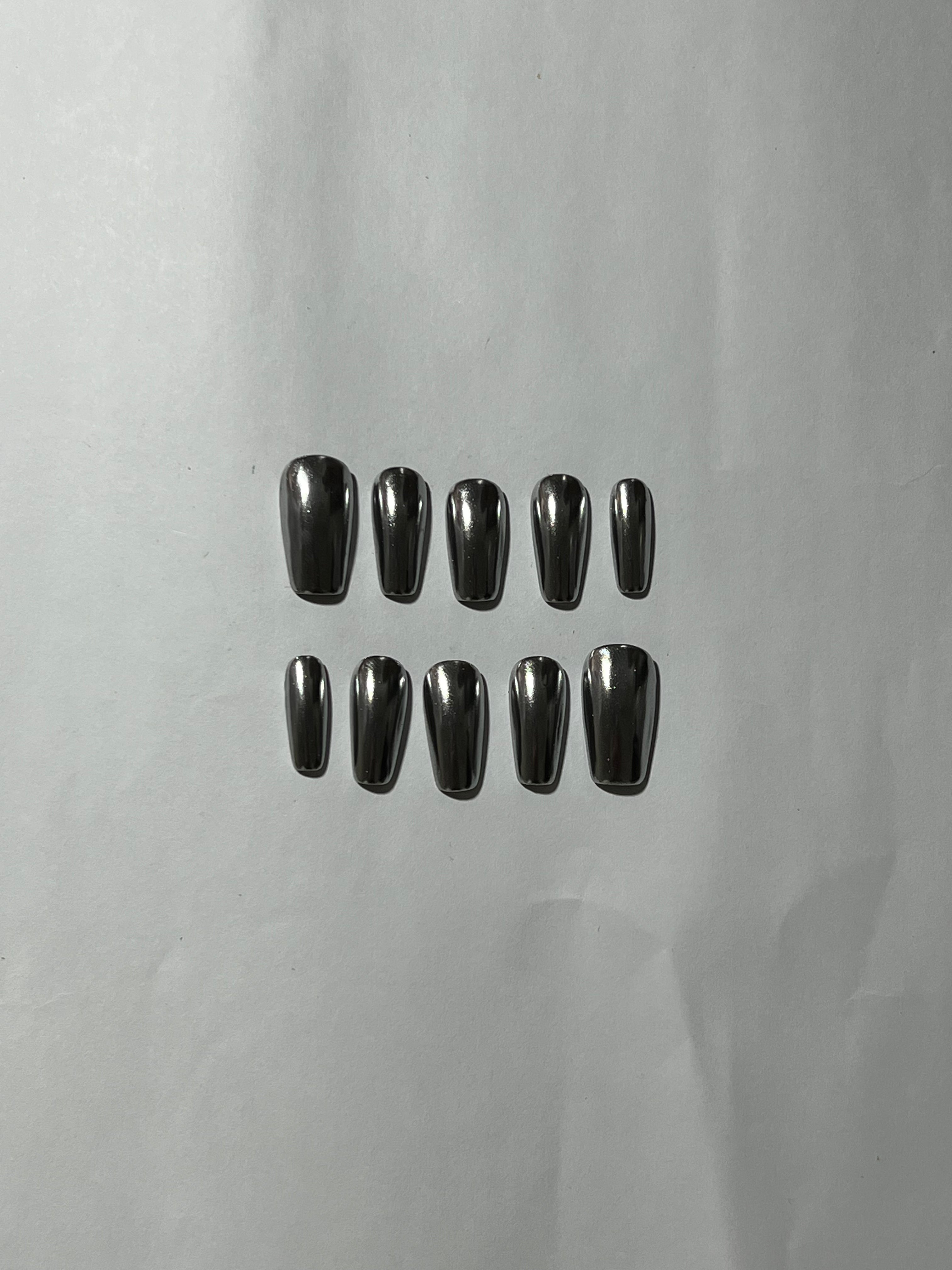Midnight Chrome Press-On Nails