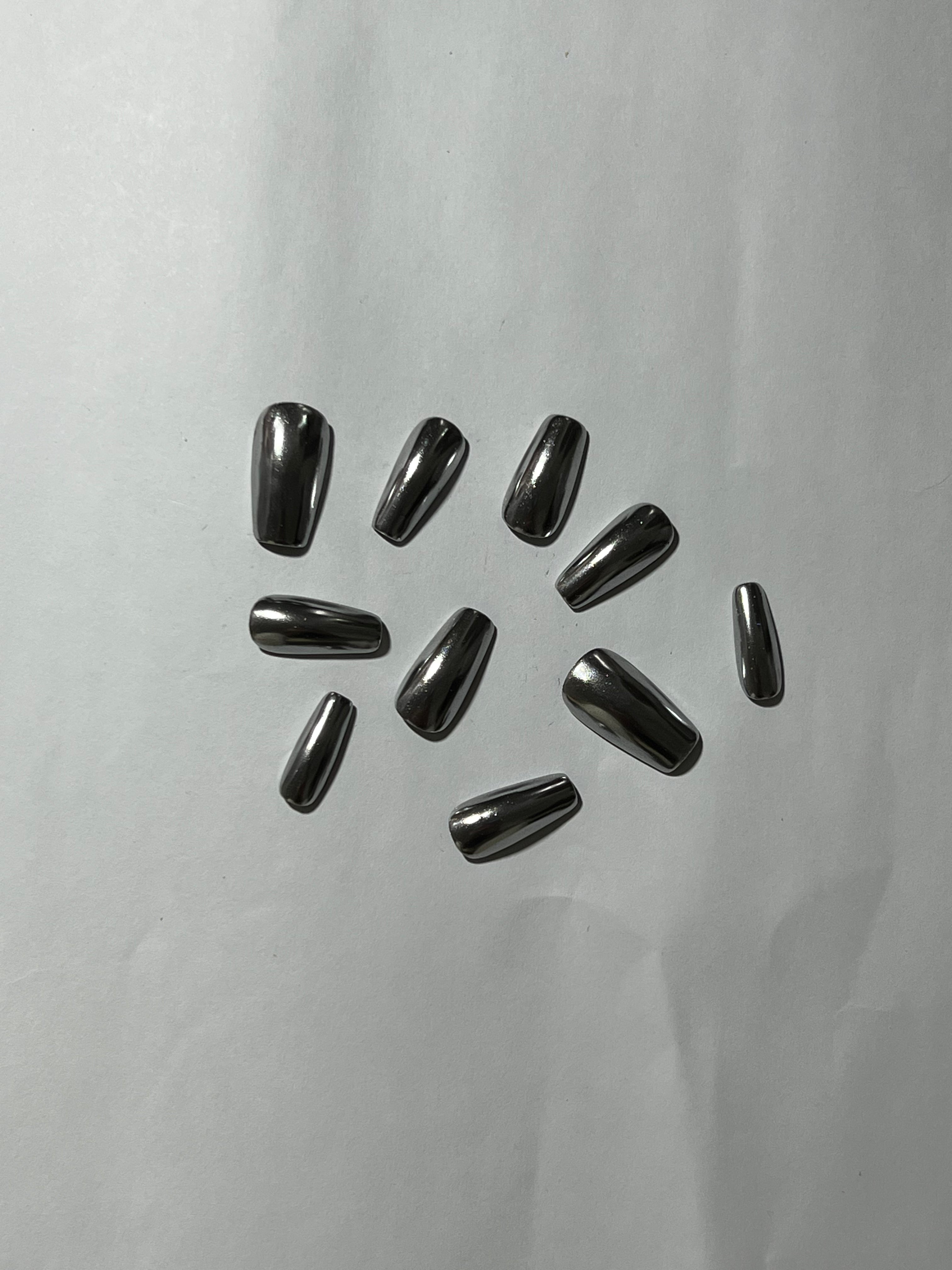 Midnight Chrome Press-On Nails