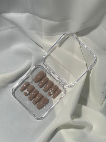 ✨ Elegant Mocha Sparkle Press-On Nails