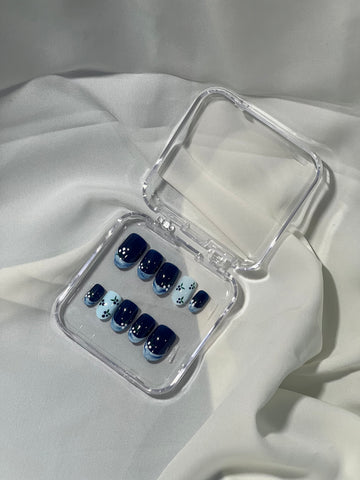 💙 Blue Blossom French Press-On Nails
