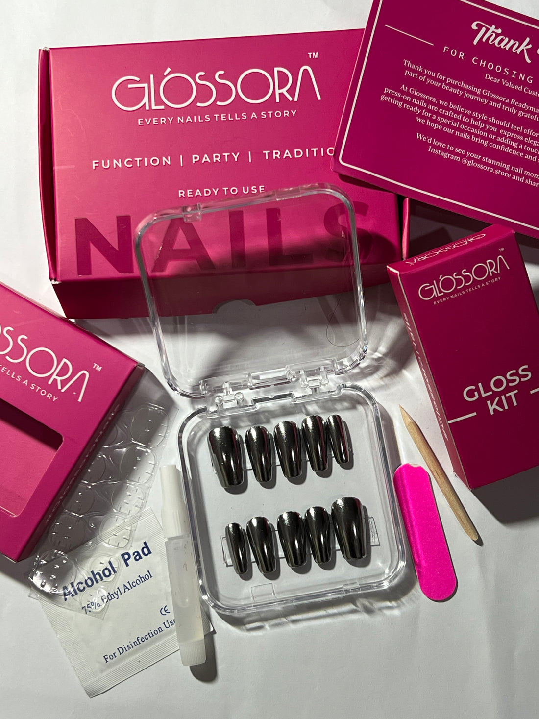 Midnight Chrome Press-On Nails