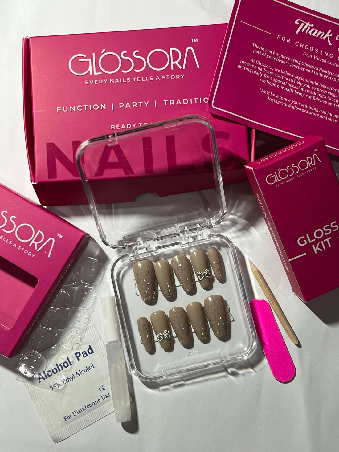 ✨ Elegant Mocha Sparkle Press-On Nails