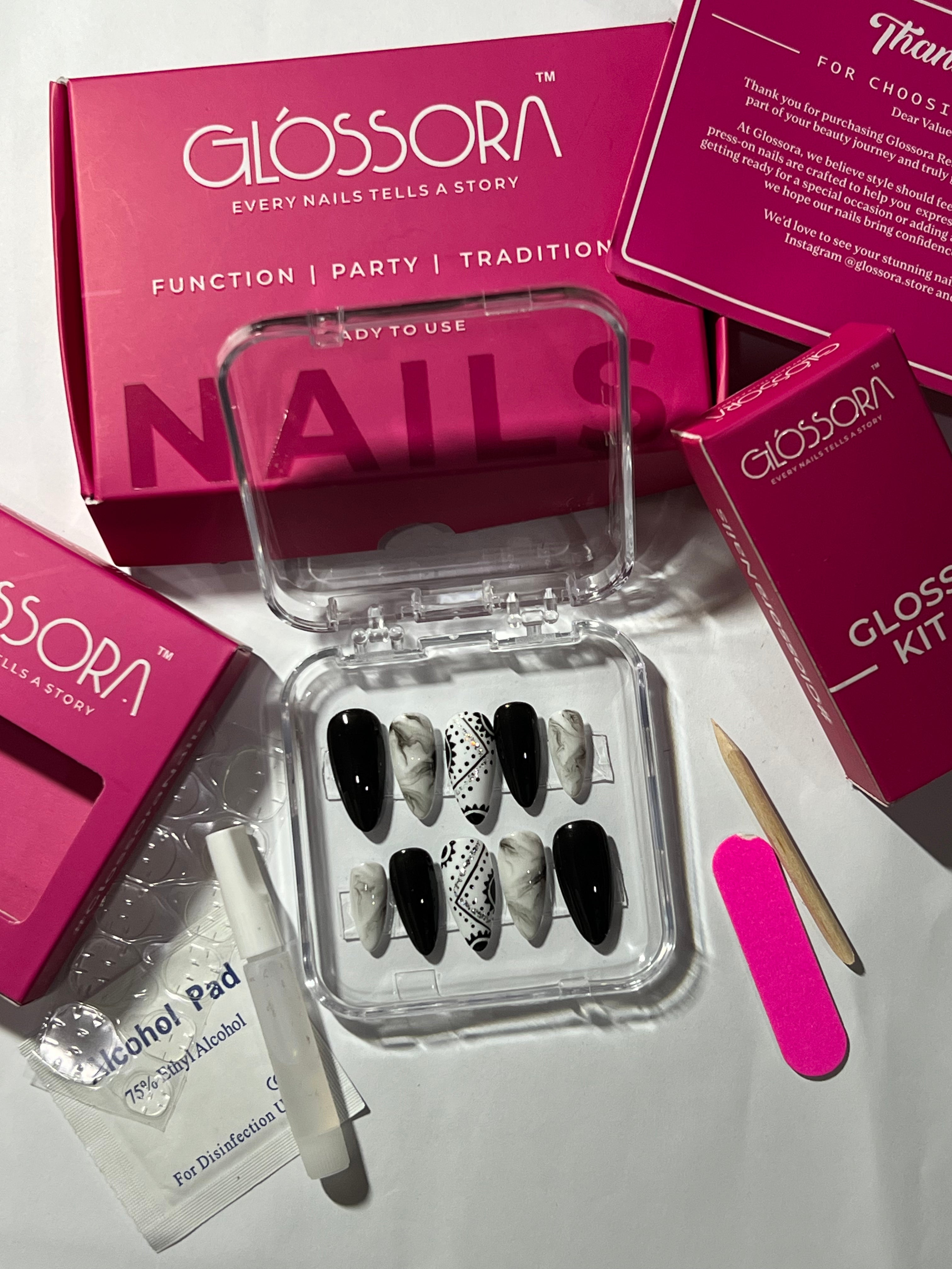 Midnight Marble Press-On Nails