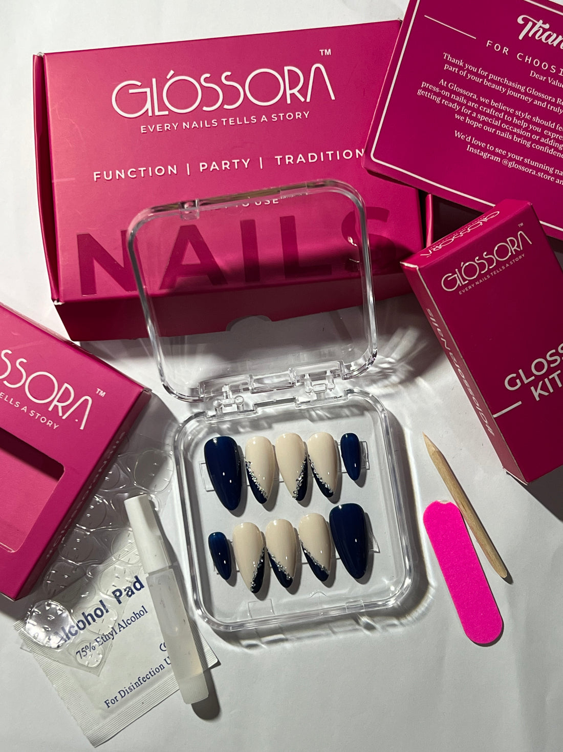 Sapphire Elegance Press-On Nails