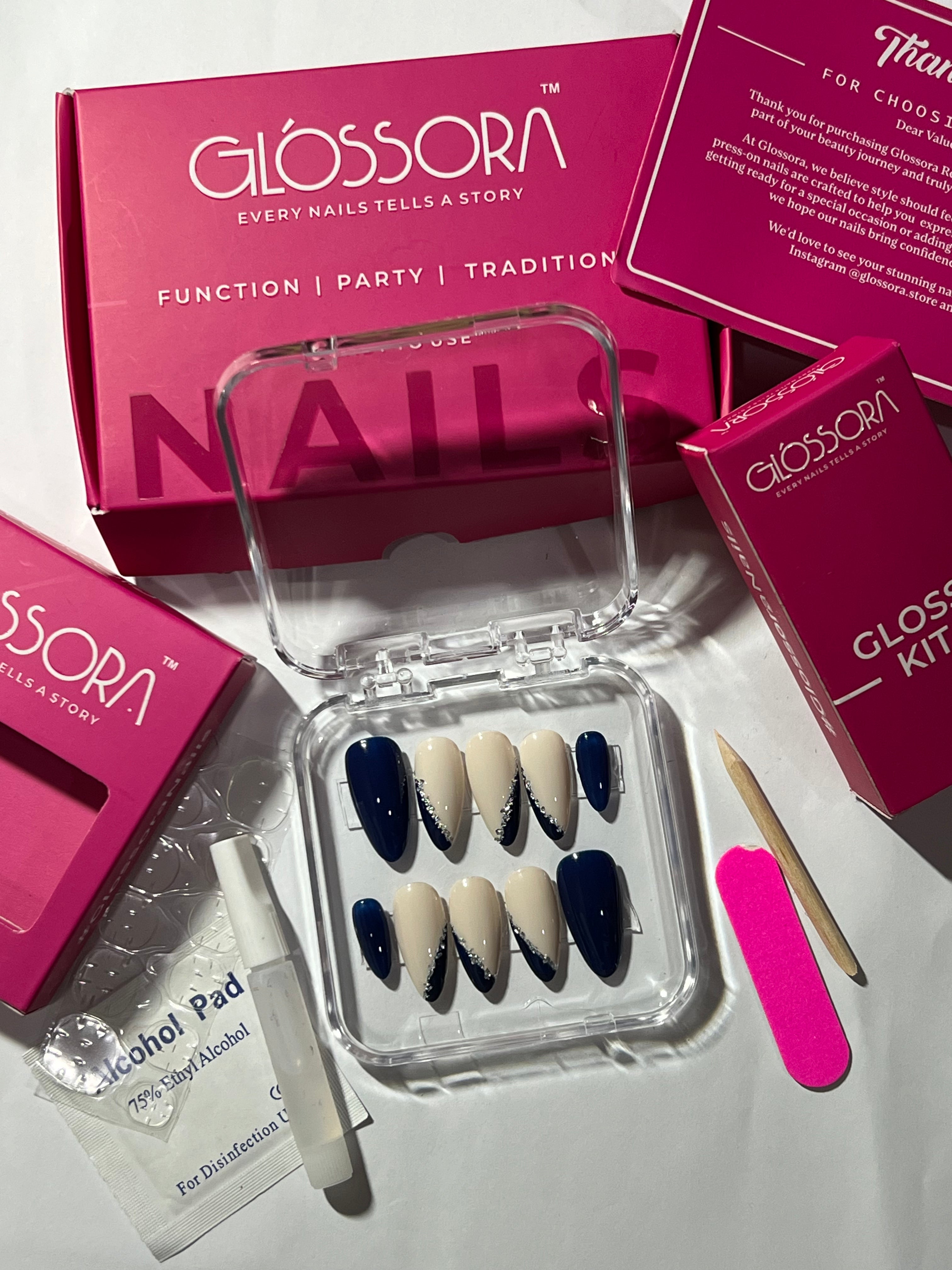 Sapphire Elegance Press-On Nails